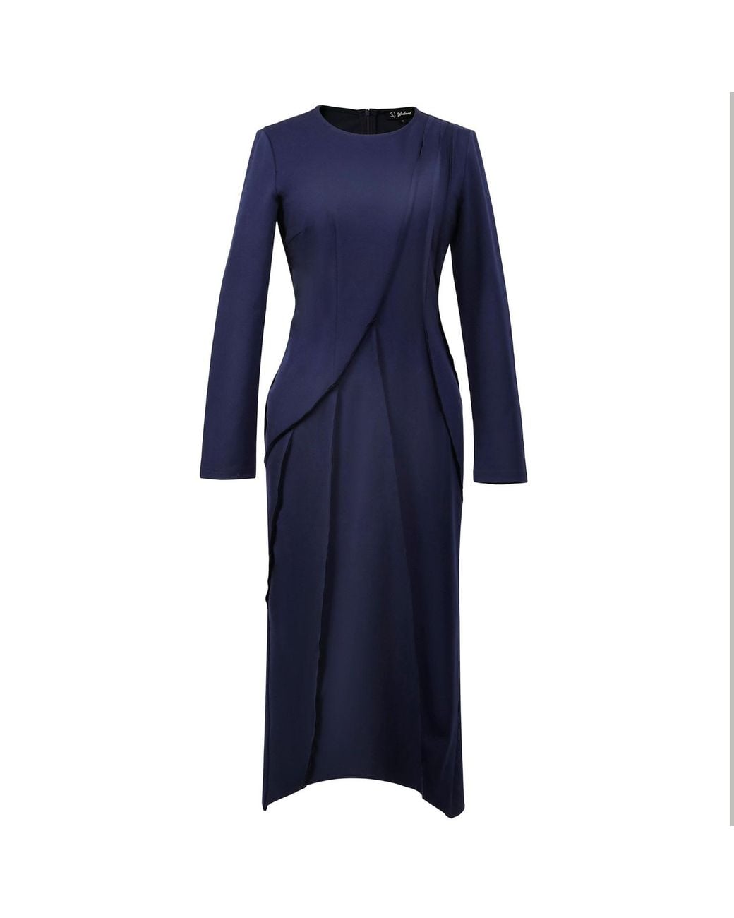 Smart and Joy Blue Asymmetric Structural Lines Dress