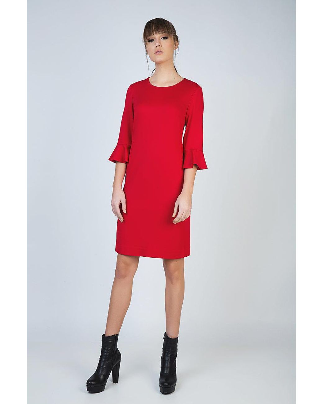 Conquista Red Sleeve Detail Dress