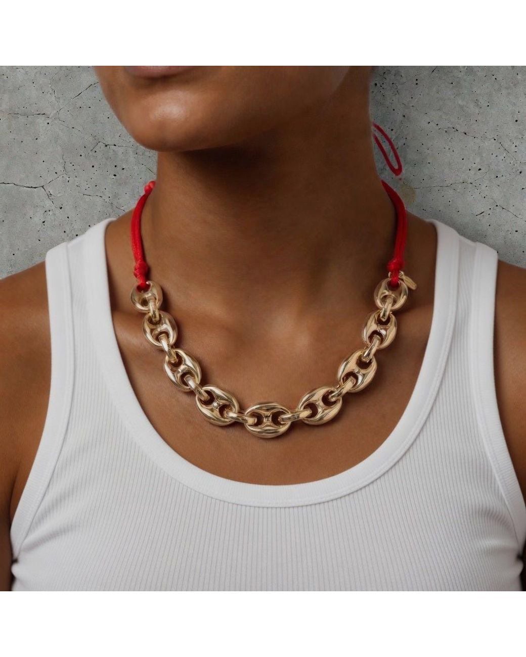 Persia Dona Jewelry Red Puffy Gg Link Chain Necklace