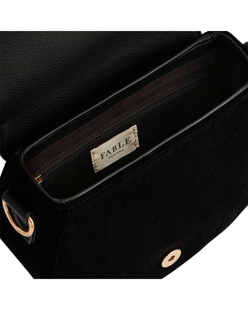 Fable England Black Fox & Owl Embroidered Top Handle Saddle Bag