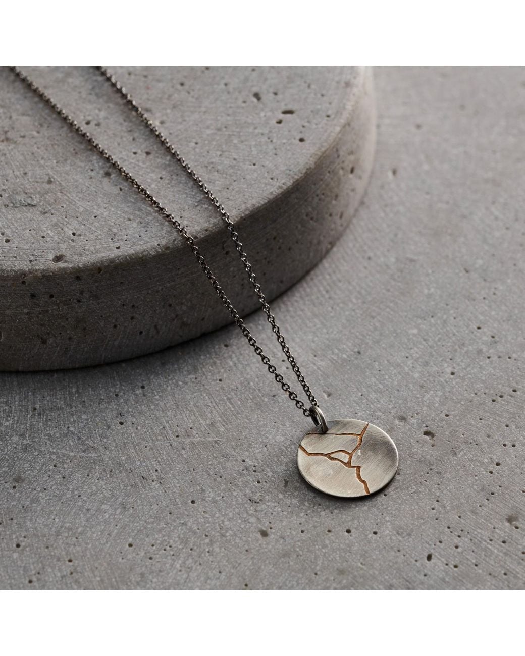 Posh Totty Designs Metallic Men's Kintsugi Disc Necklace for men