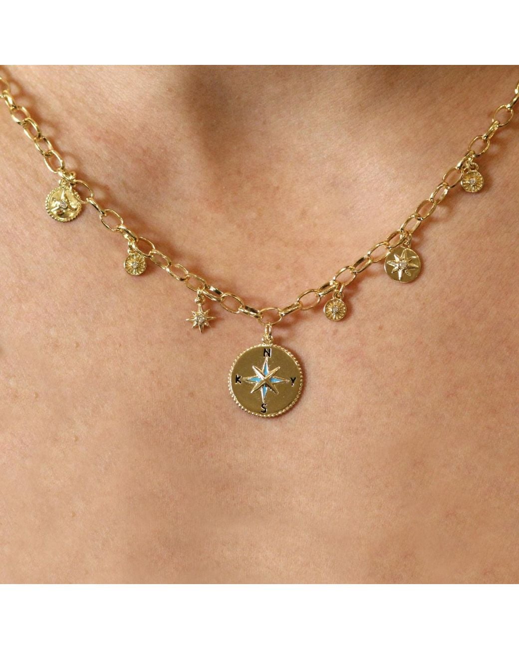 VicStoneNYC Fine Jewelry Metallic North Star Charms Necklace