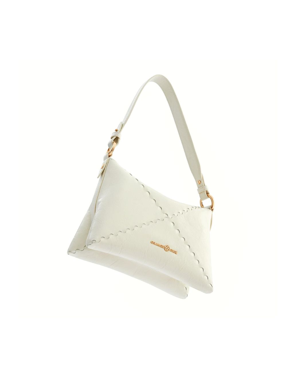 Orange Cube White Mosaic Baguette Shoulder Bag