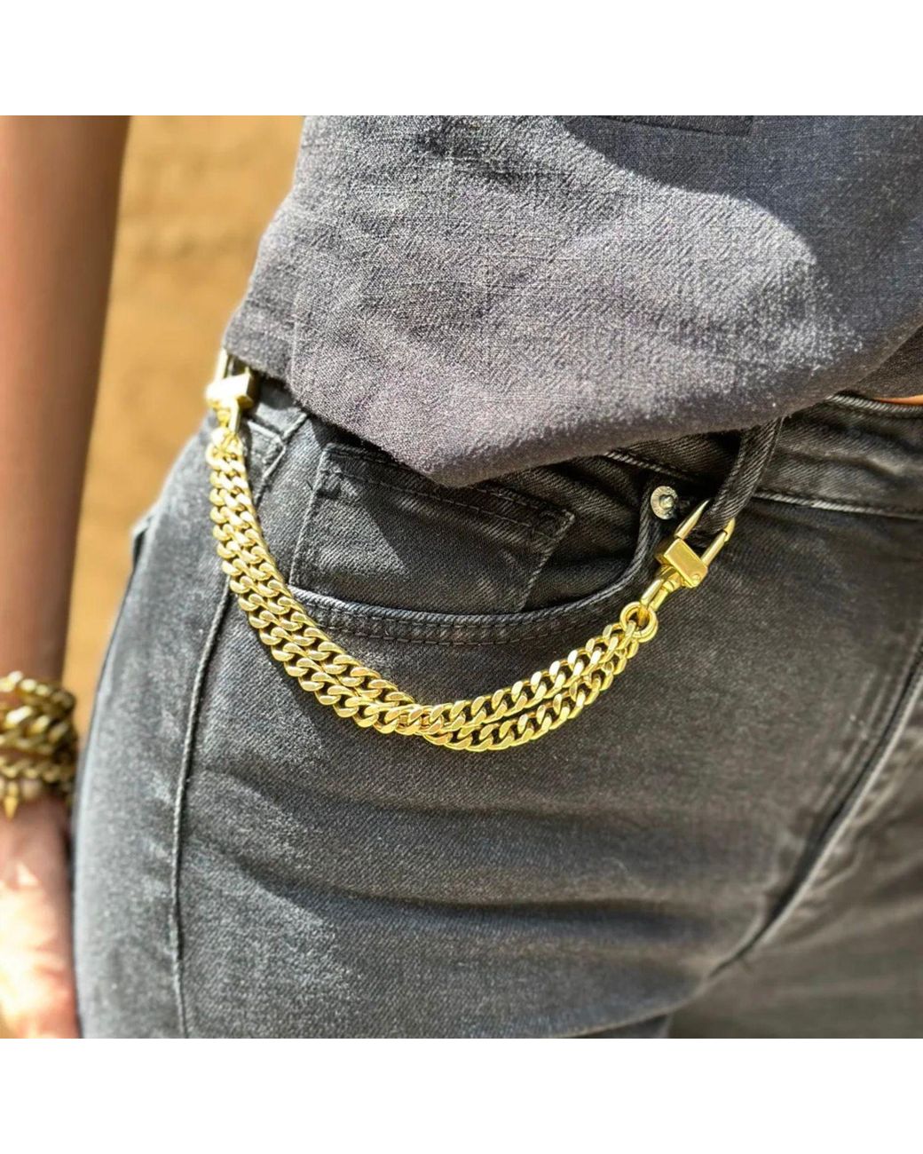 Rachel Nathan Metallic Belt Loop Chain Smoky