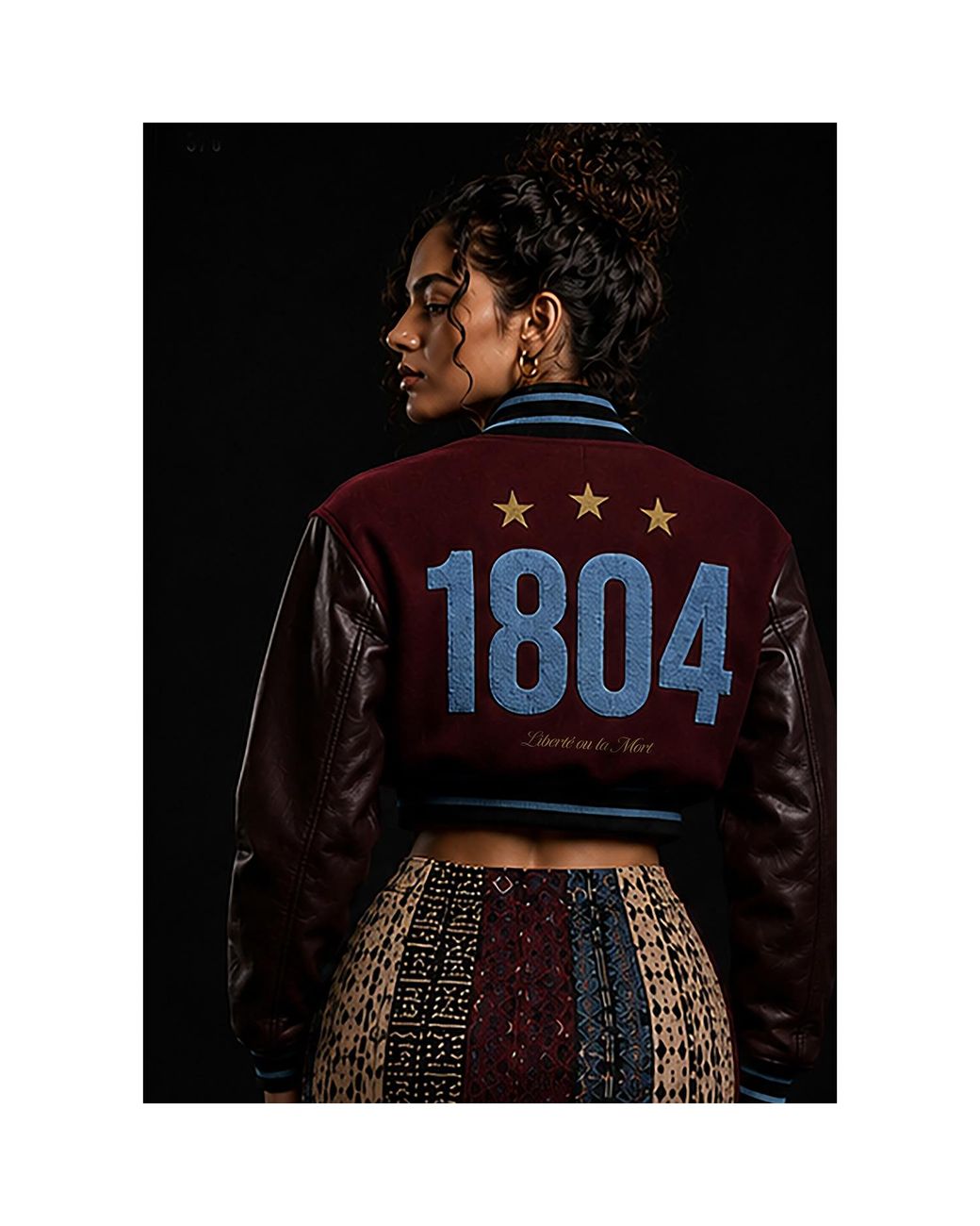 COOL Creative Blue Haiti Cropped Varsity Jacket