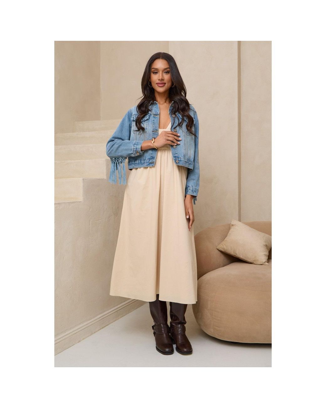 Saachi Blue Woven Pocket Denim Jacket