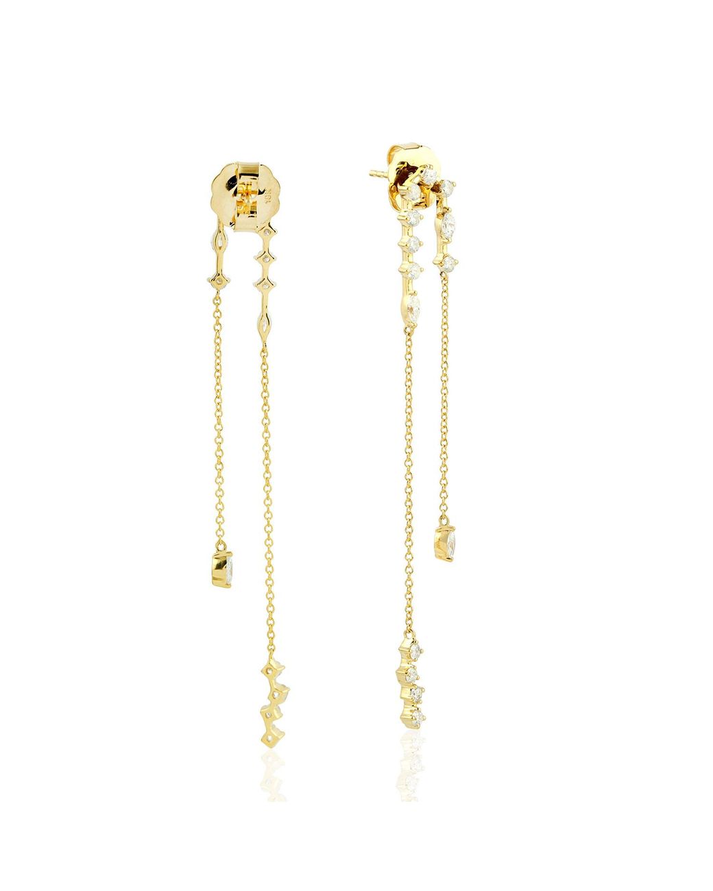 Artisan Metallic Natural Diamond Chain Dangle Earrings