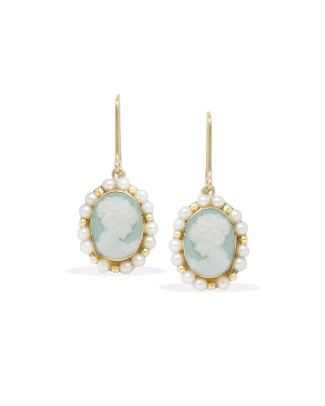 Vintouch Italy Blue Little Lovelies-Plated Cameo Pearly Earrings