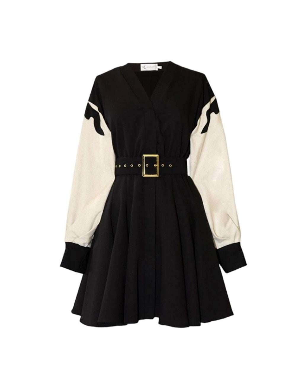 ALINA CERNĂTESCU Black Neutrals Posy Mini & Linen Embroidered Office Dress