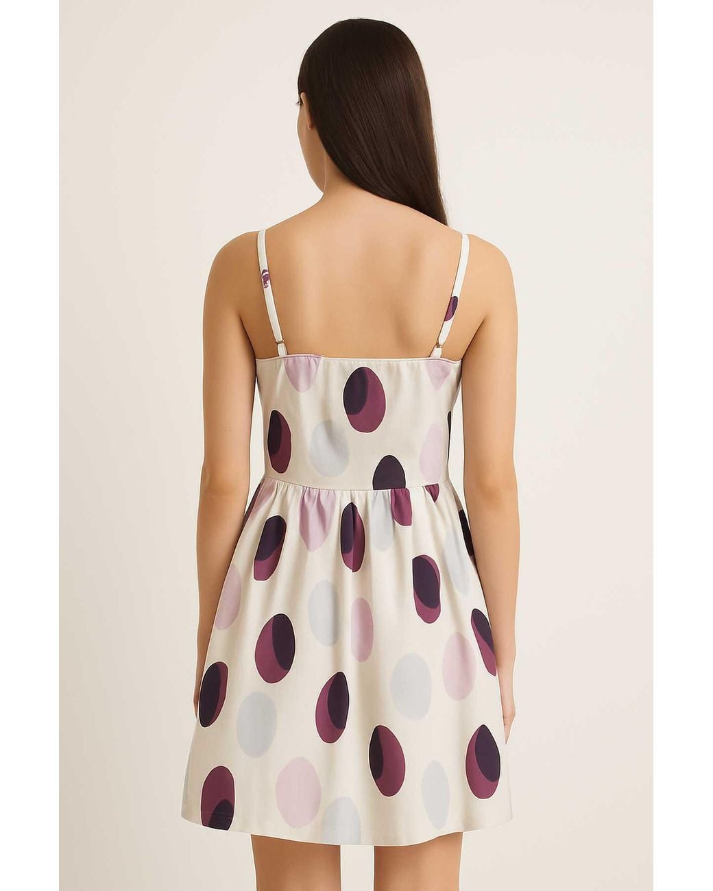 Conquista White Sleeveless Cotton Poplin Polka Dot Dress – Fully Lined