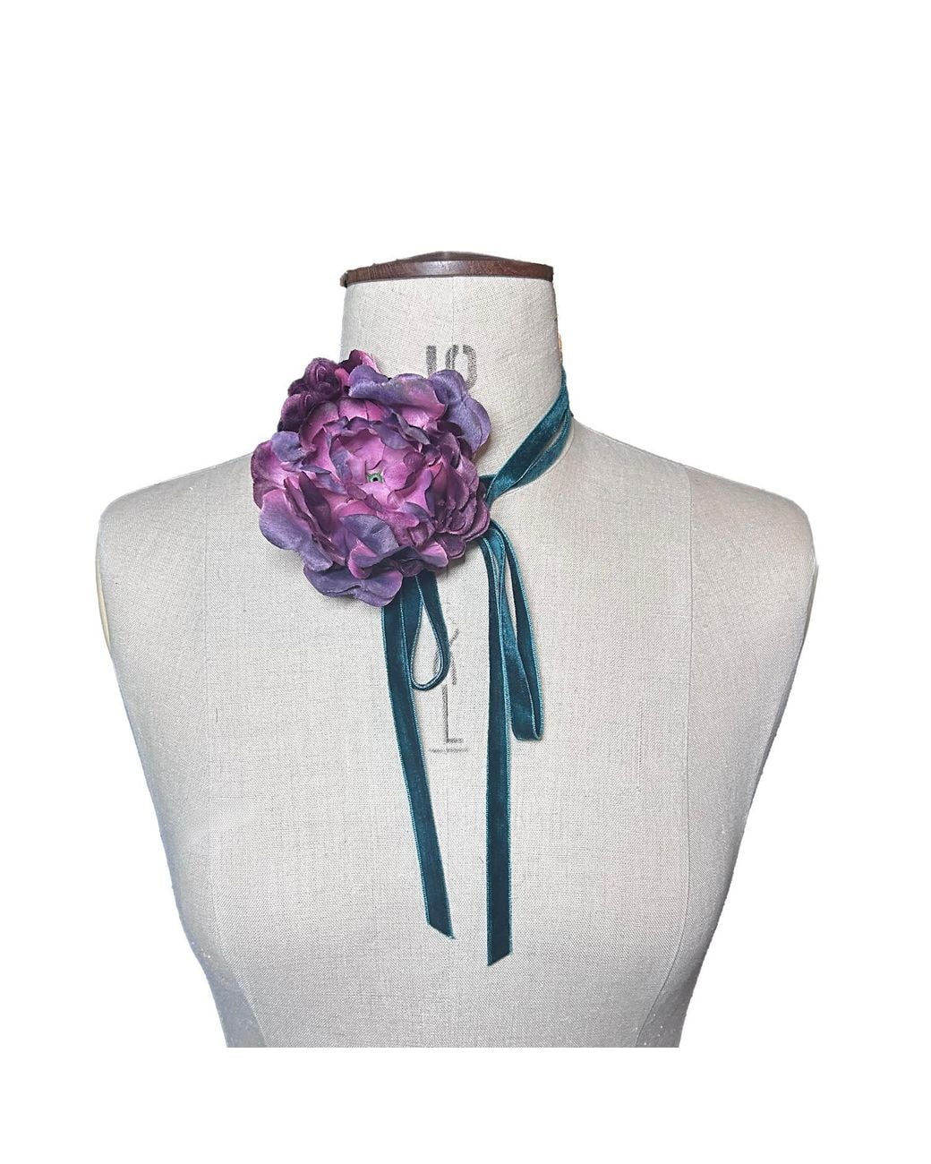 Natalia Petruch Multicolor Violetta Ribbon-Tie Statement Necklace – Faux Peony, Wear As Necklace Or Belt, Handmade