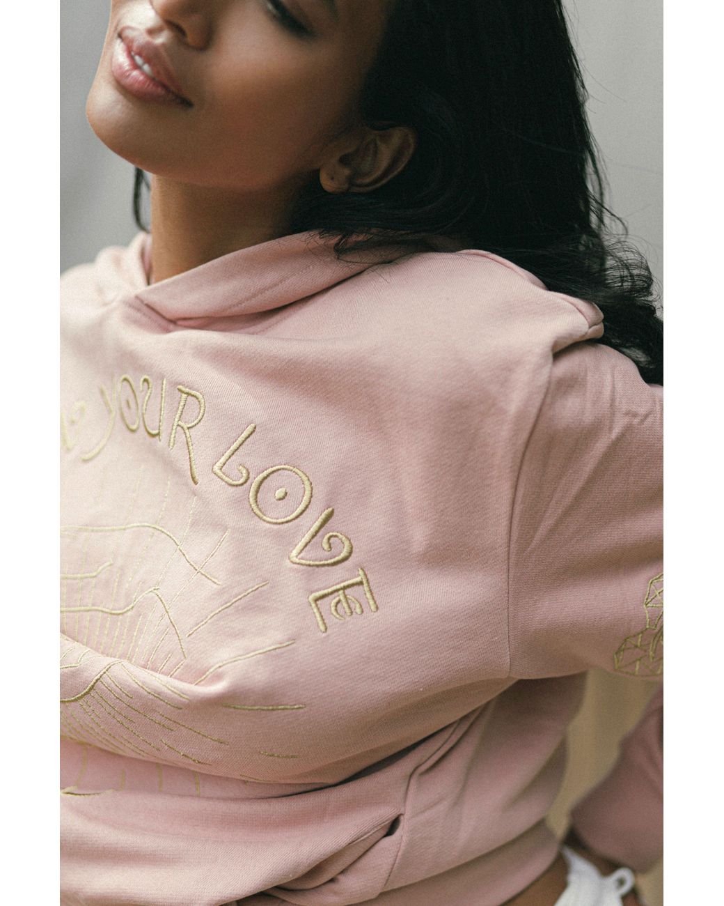 Miracles Manifester Pink Show Your Love Affirmation Embroidered Hoodie