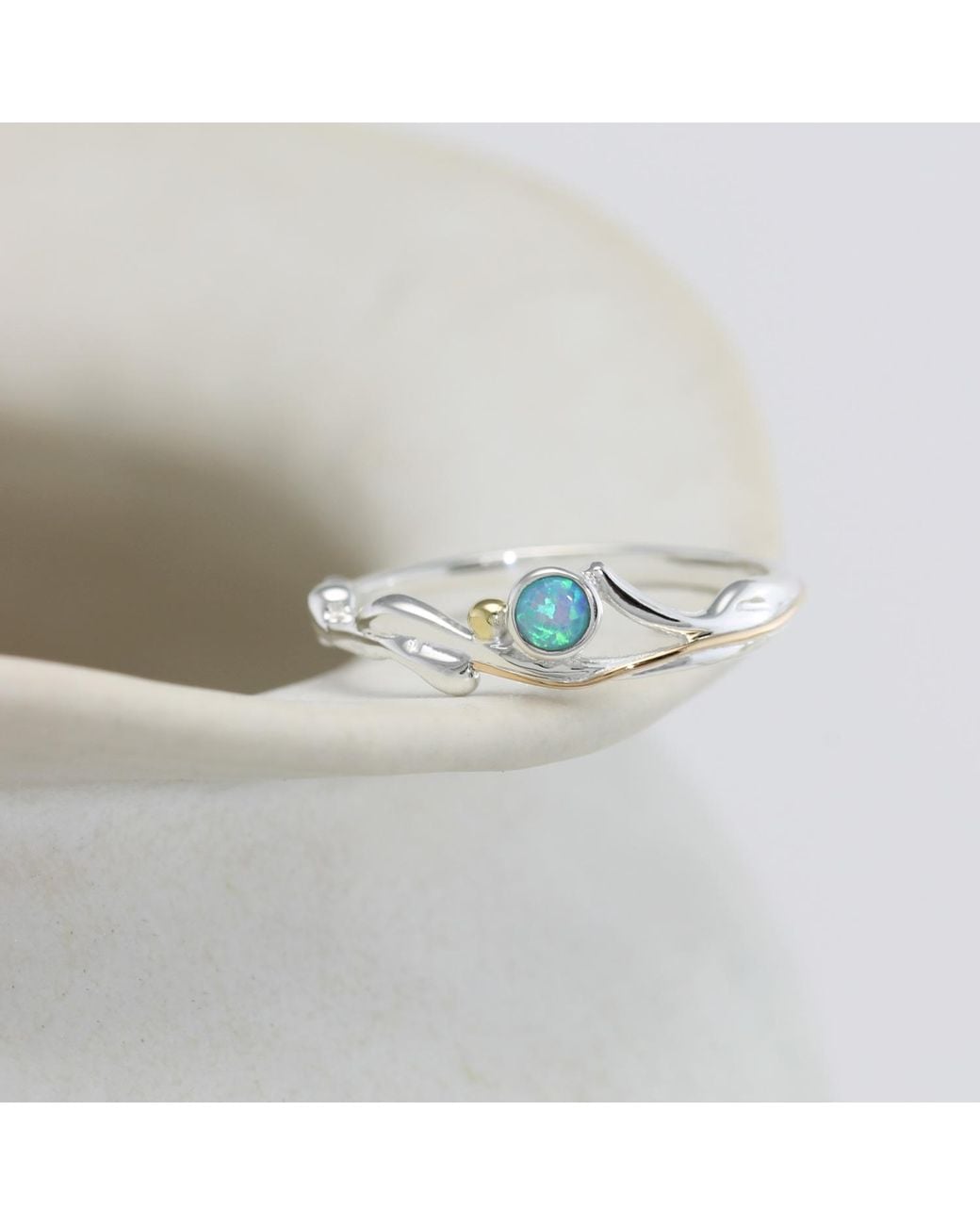 Isla Silver Blue Coastal Opal Ring