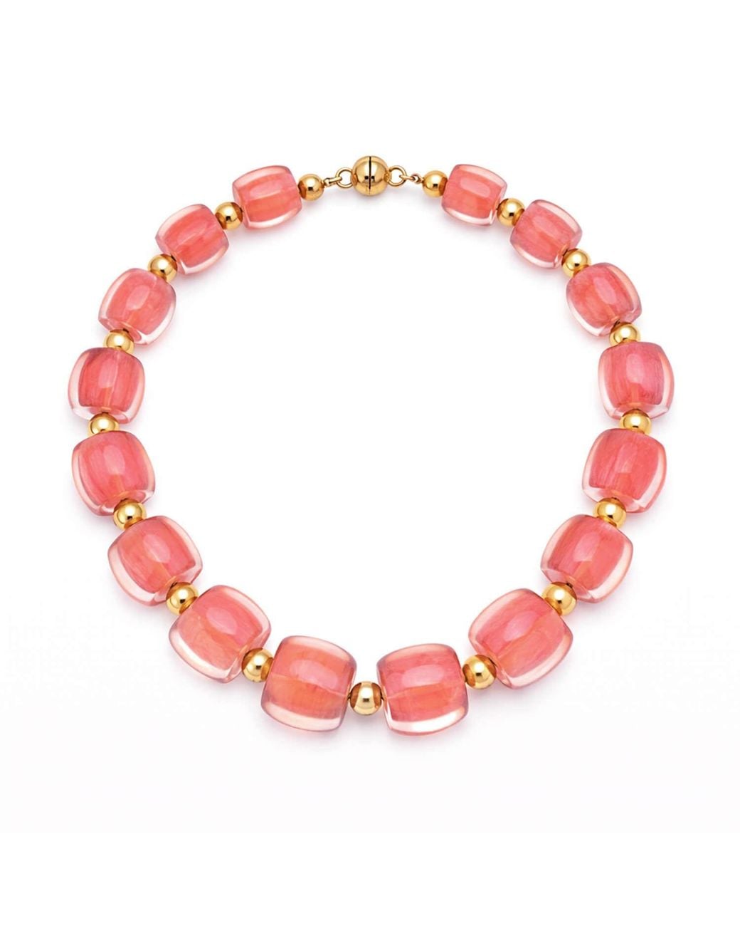 Gold & Honey Yellow Beaded Lucite Necklace For Brunch
