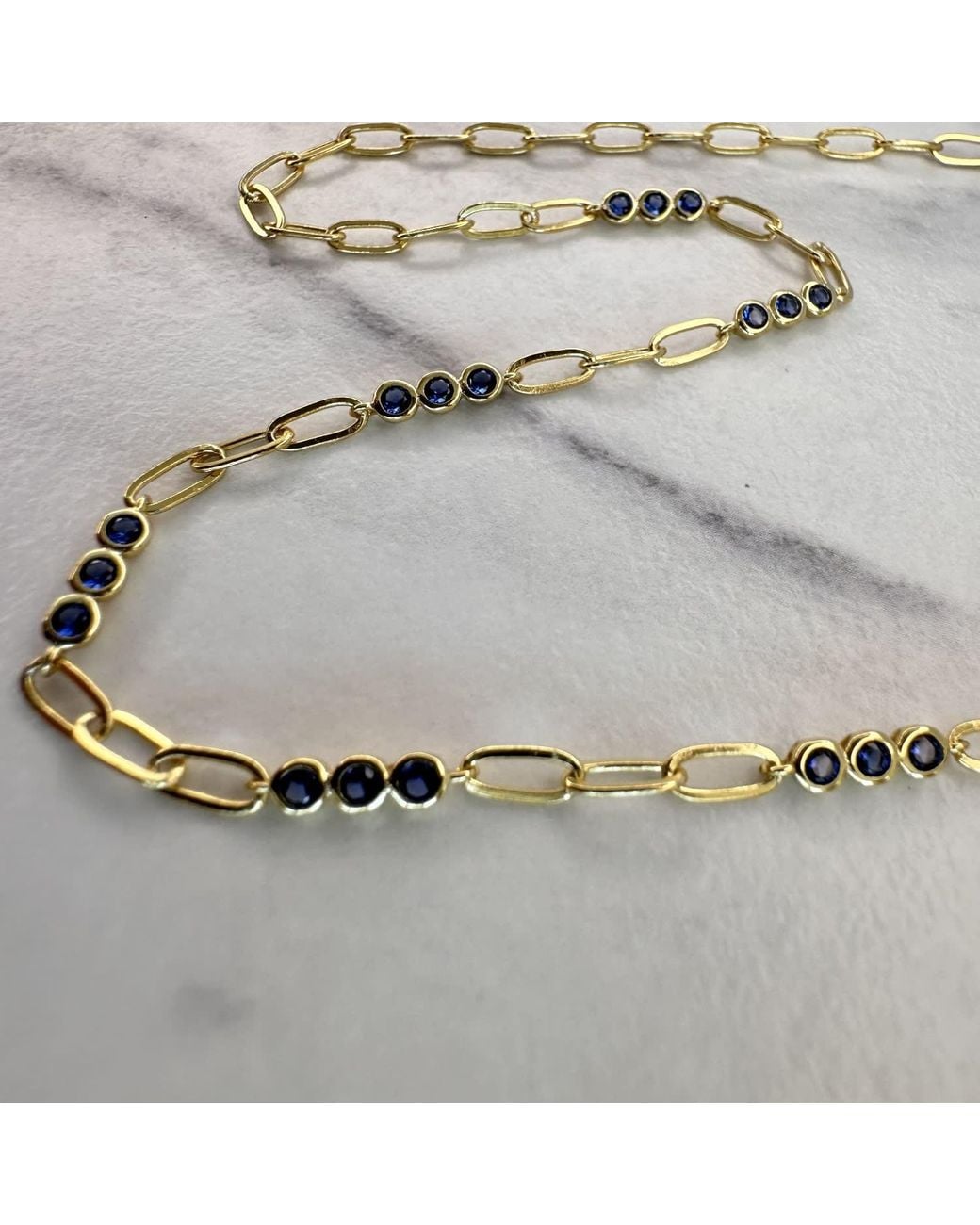 Clemence Wren Metallic Triple Sapphire Gemstone Necklace Chain