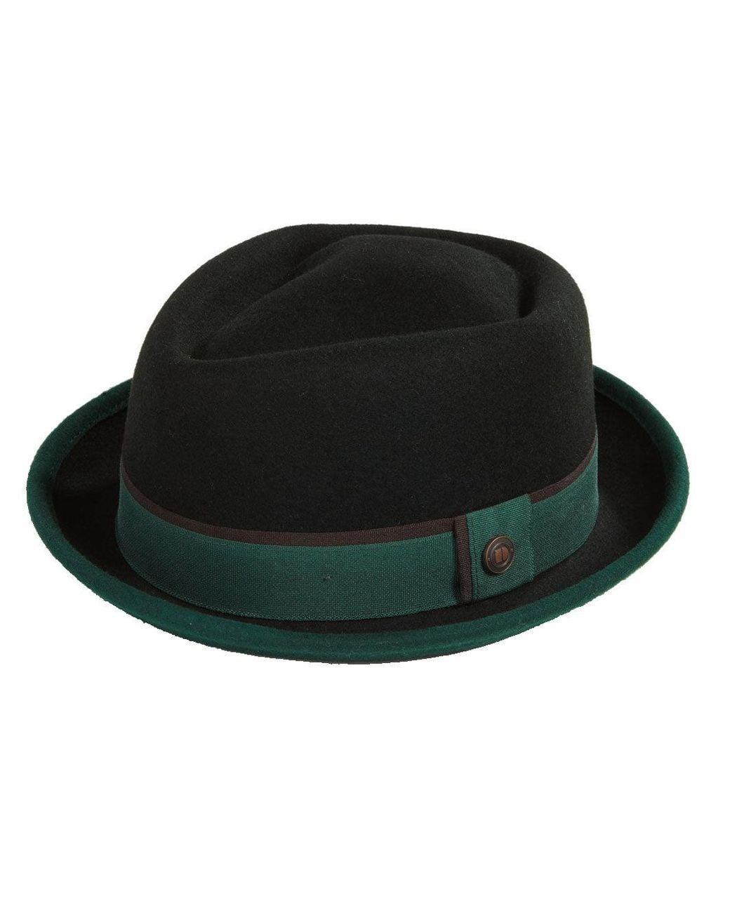 Dasmarca Hats Black Edward Emerald Two Tone Felt Winter Porkpie Hat for men