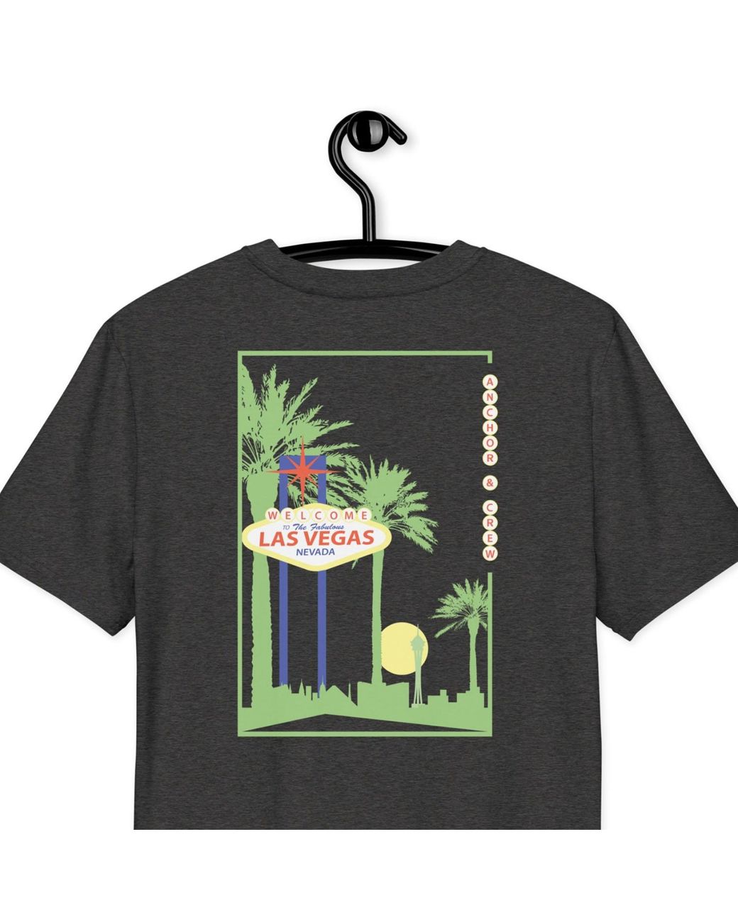 Anchor and Crew Black Heather Las Vegas Landmark Organic Cotton T-Shirt for men