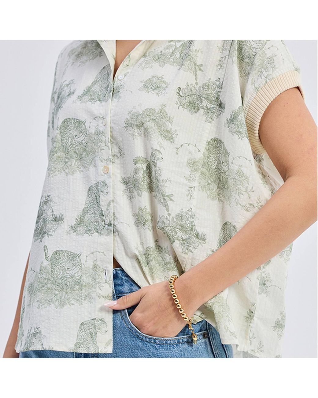 REISTOR Green Relaxed-Fit Button-Down Shirt