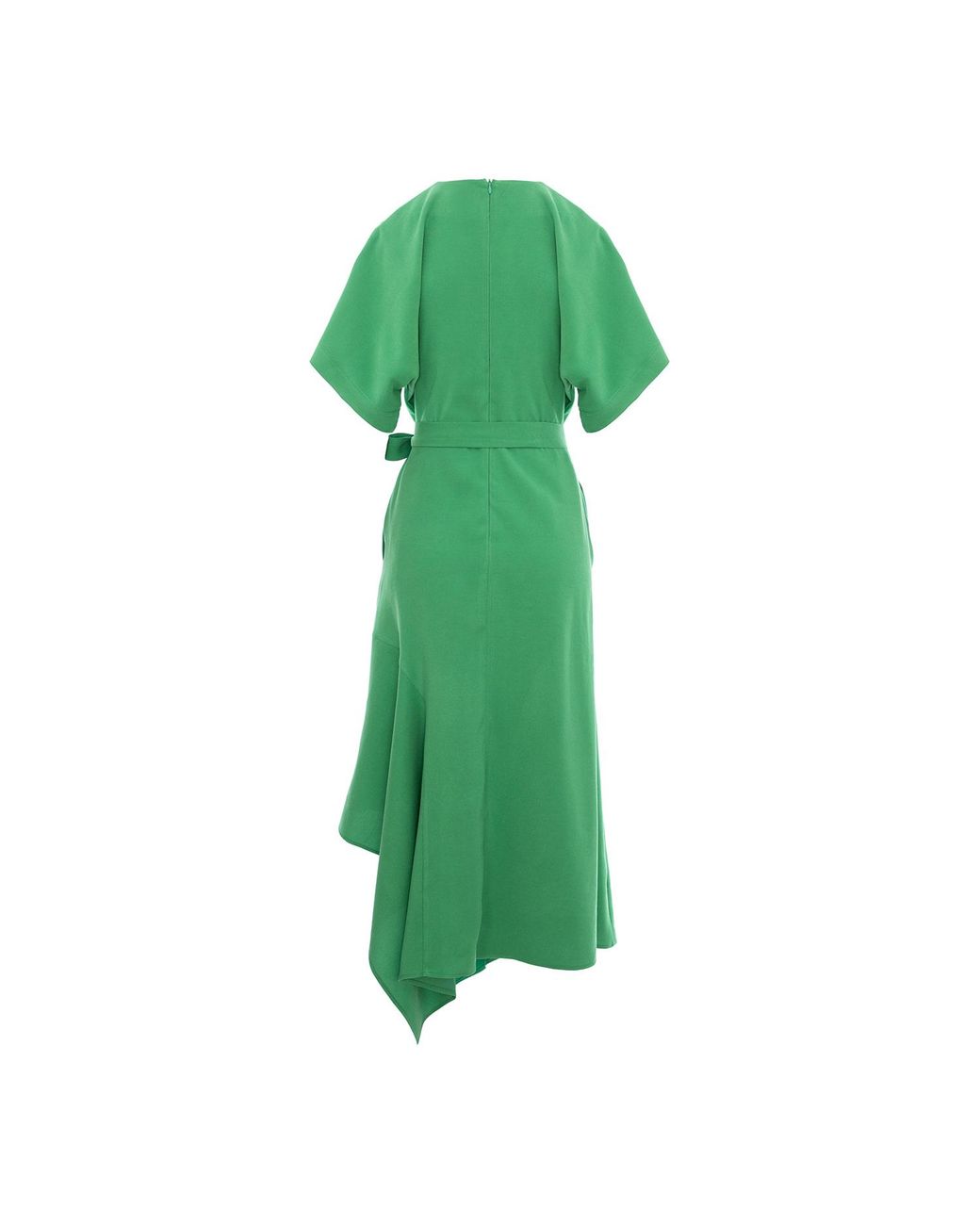 Larisa Dragna Green Viscose Dress With Asymmetric Hem Michelle