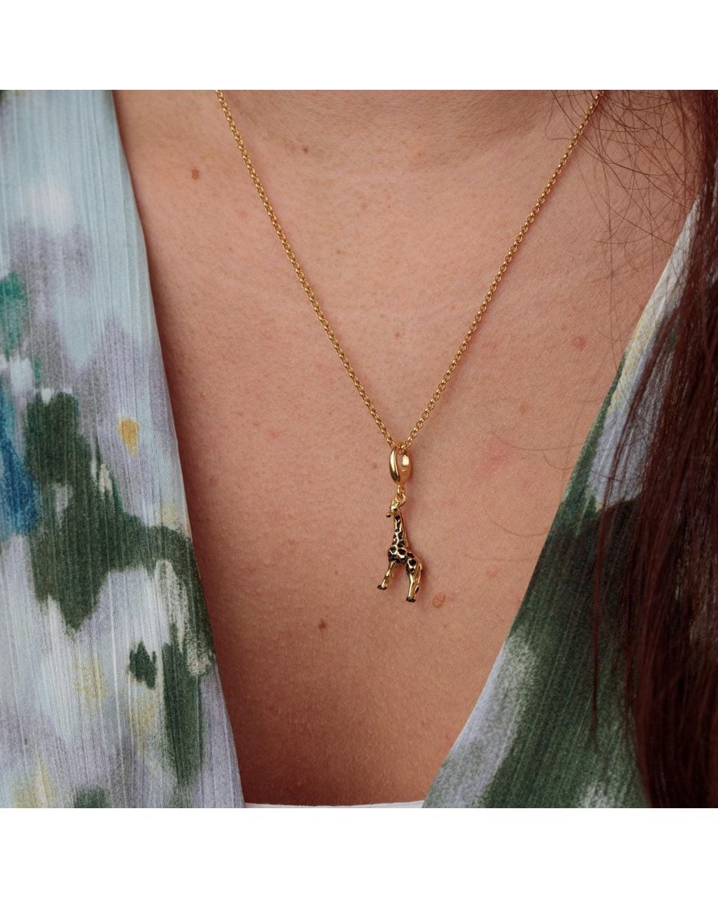 Lily Charmed Metallic Plated Giraffe Charm Necklace