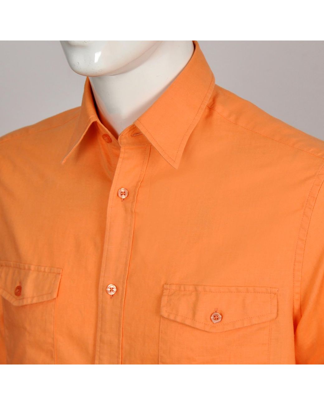 DAVID WEJ Orange Hugo Linen Front Pocket Shirt for men