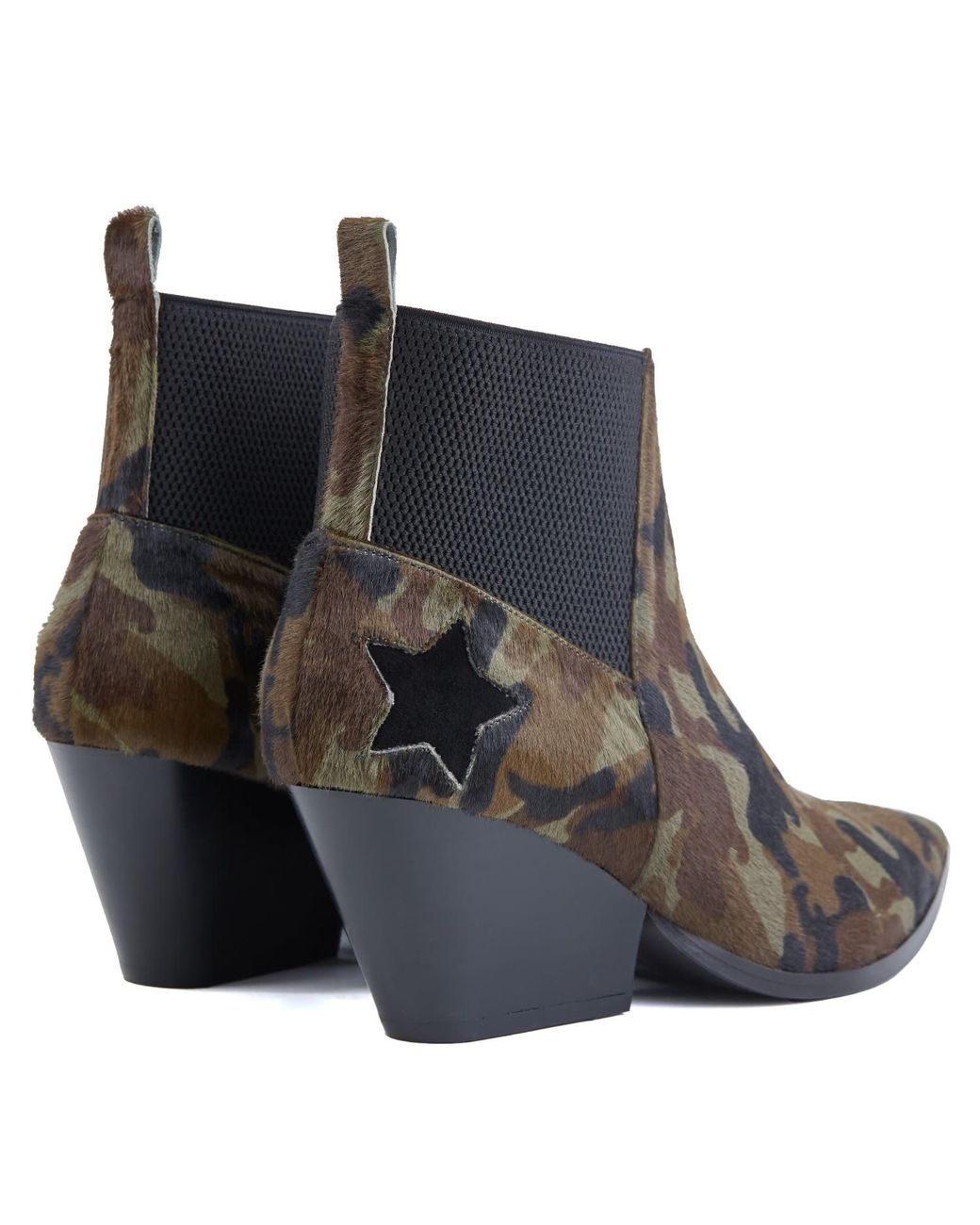 Rosamund Muir London Brown Felixa Camouflage Calf Hair With Star Ankle Boots