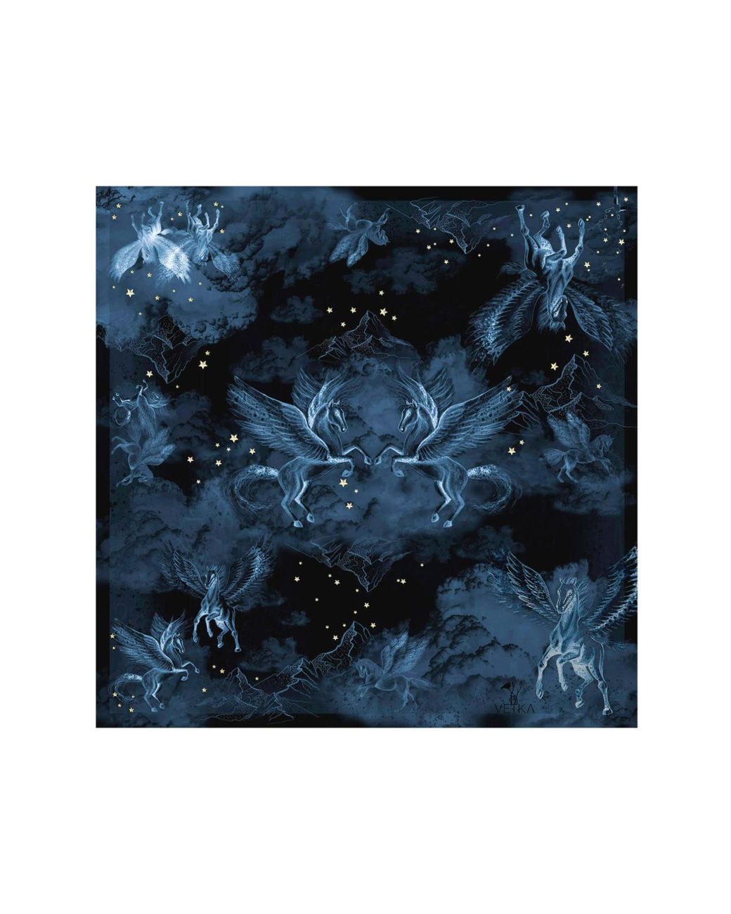 VETKA Blue Big Square Modal Scarf Pegas Dark