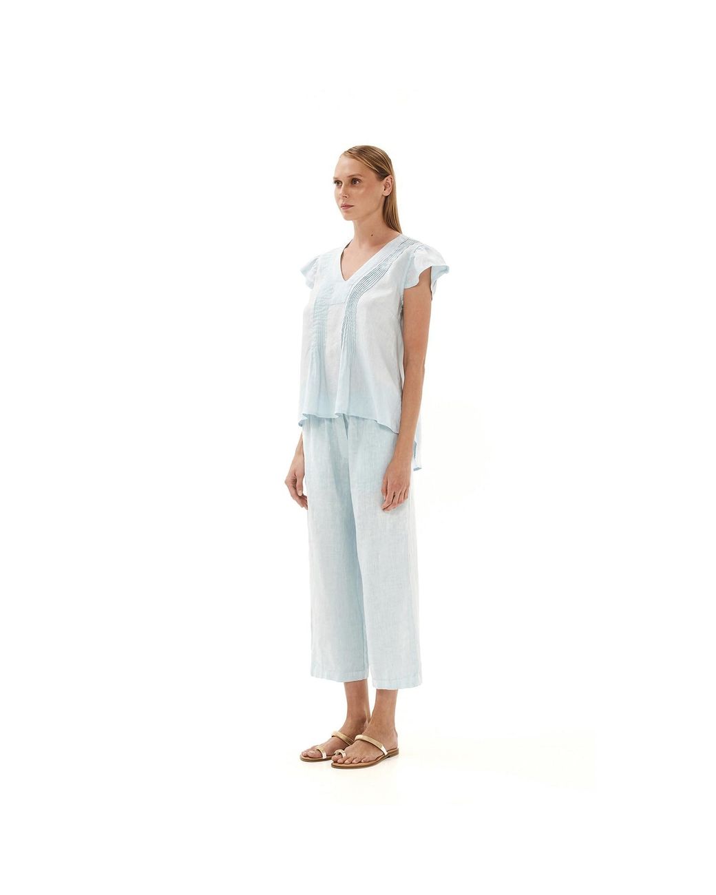 Haris Cotton White Solid Wide Leg Linen Pants With Slant Pocket