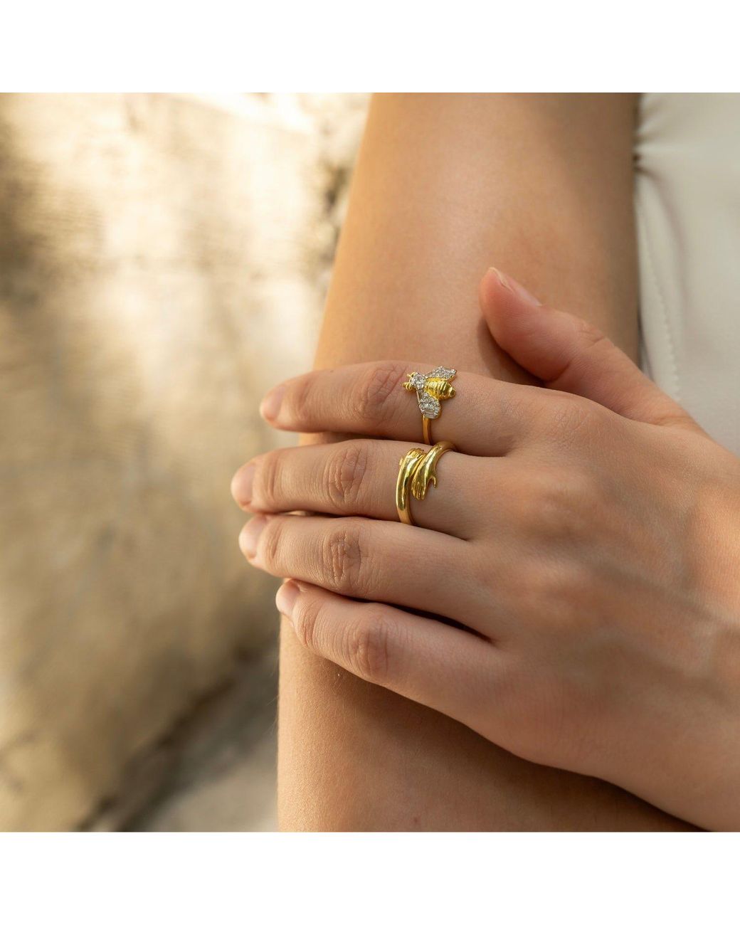 Spero London Metallic Sterling Bumble Bee Ring