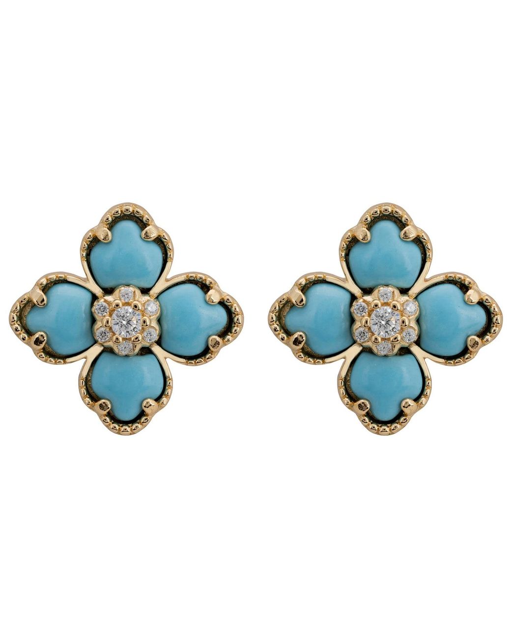 Latelita London Blue Flower Clover Stud Earrings