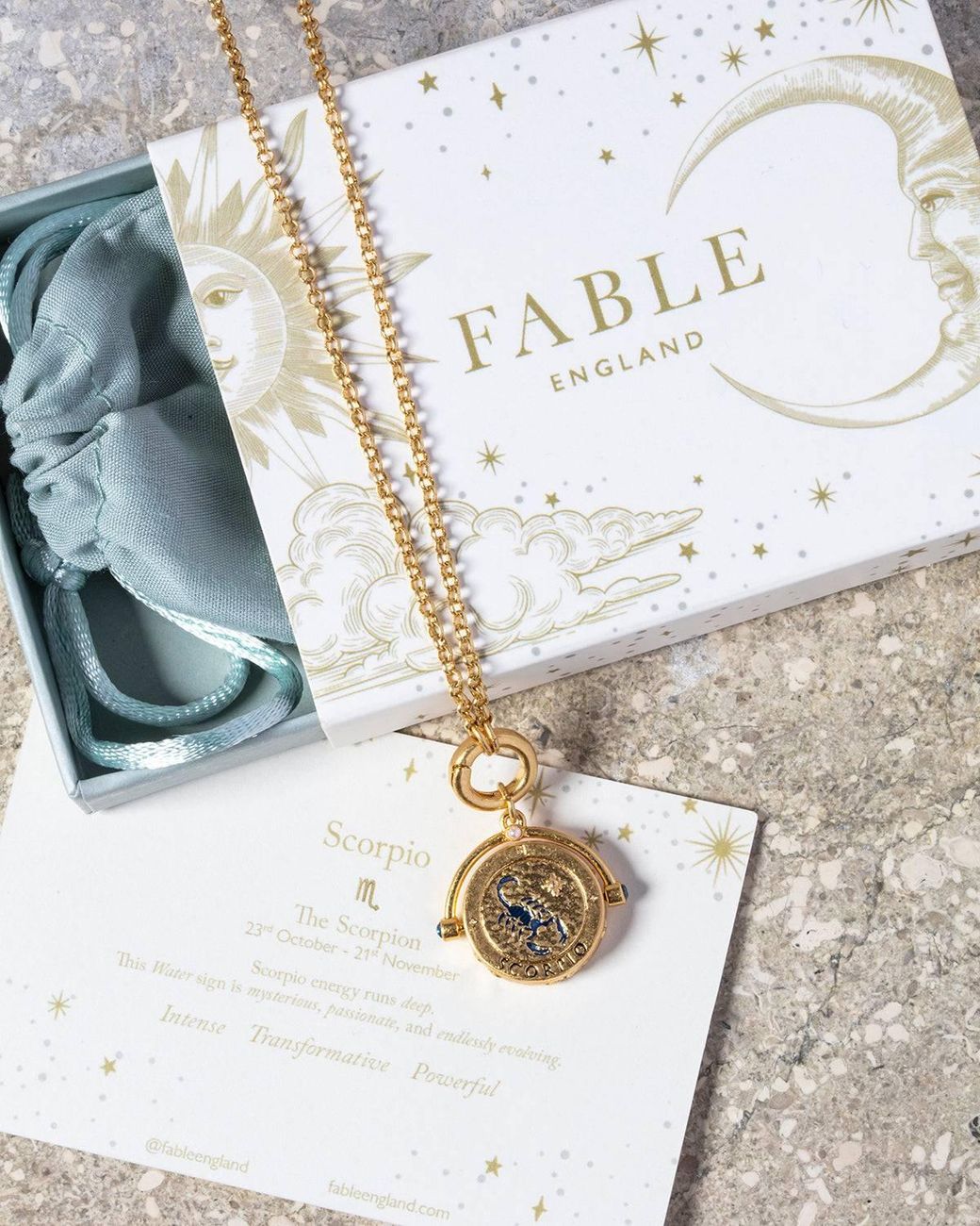 Fable England Metallic Scorpio Zodiac Spinner Necklace