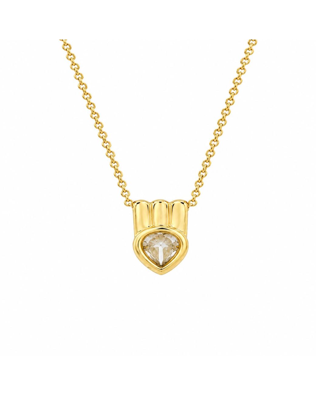 Artisan Metallic 14K Bezel Pear Diamond Pendant Necklace