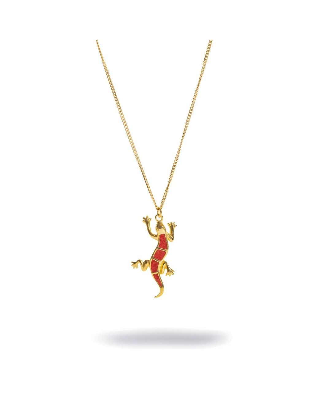 Ebru Jewelry Metallic Lucky Gecko Enamel Pendant Necklace