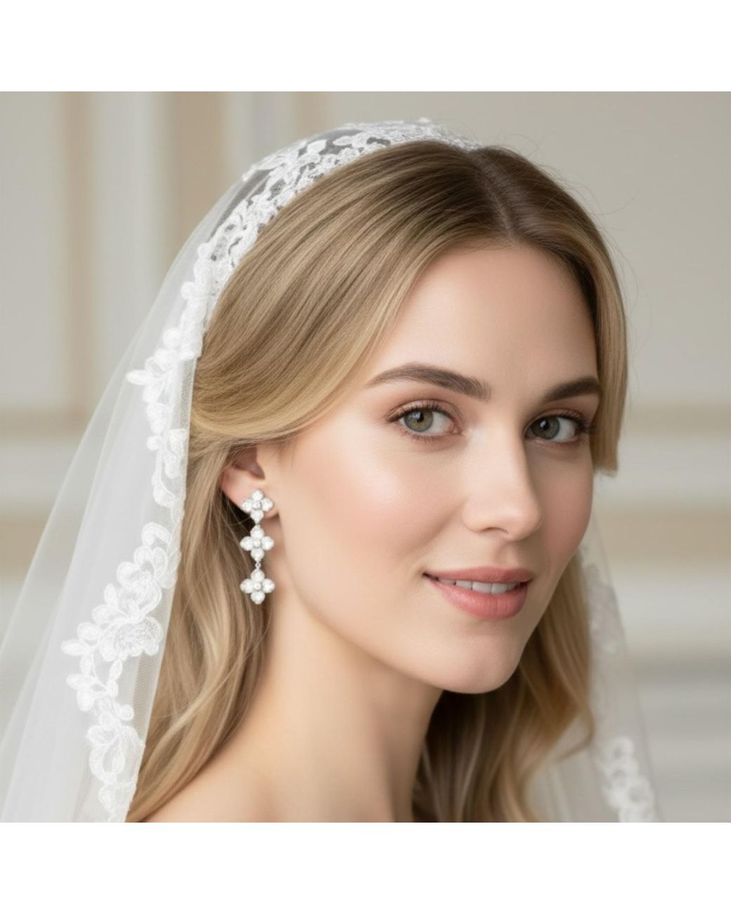 Latelita London White Flower Clover Triple Drop Earrings Mother Of Pearl