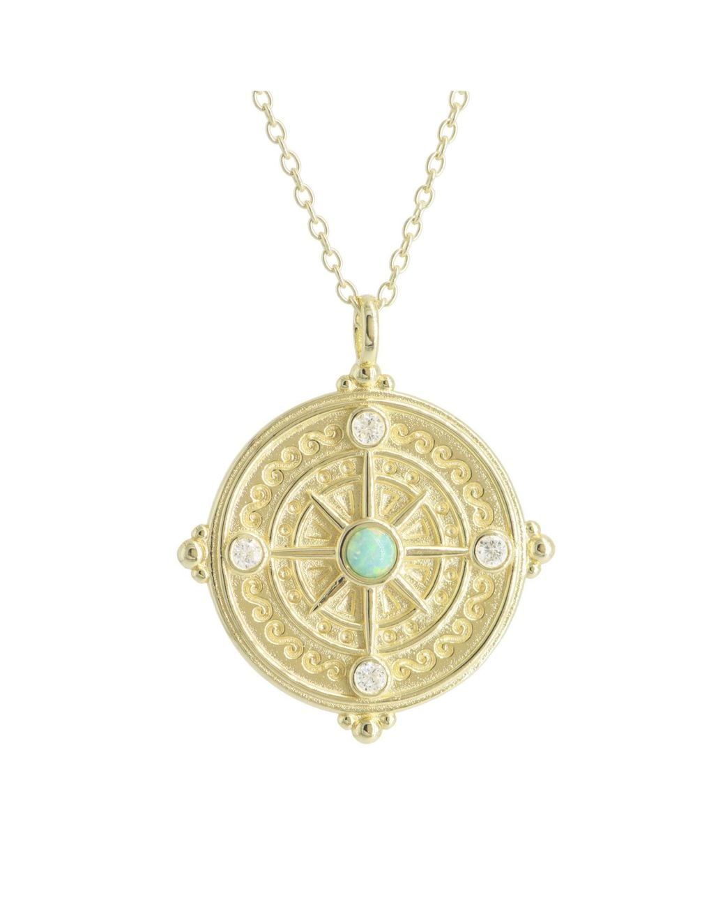 KAMARIA Metallic Compass & Opal Medallion Necklace
