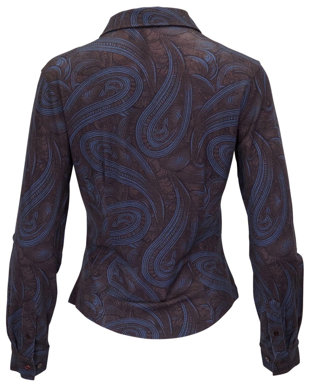 Lords of Harlech Blue Scarlet Paisley Badalona Brownie Merino Jersey Long-Sleeve Shirt