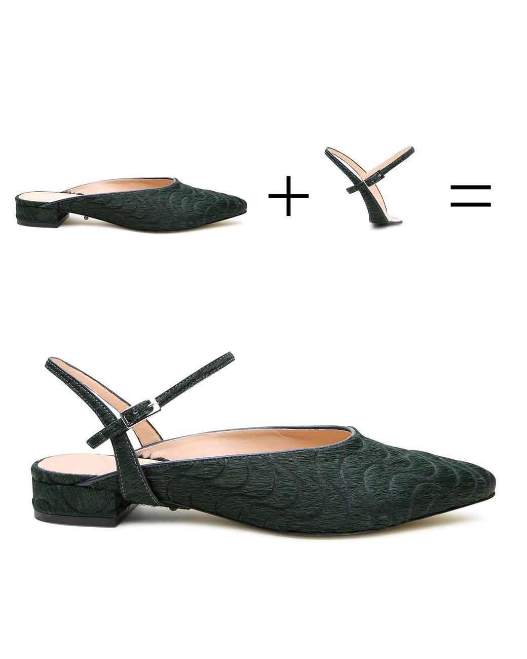 Alterre Green Laser Engraved Calf Hair Slides