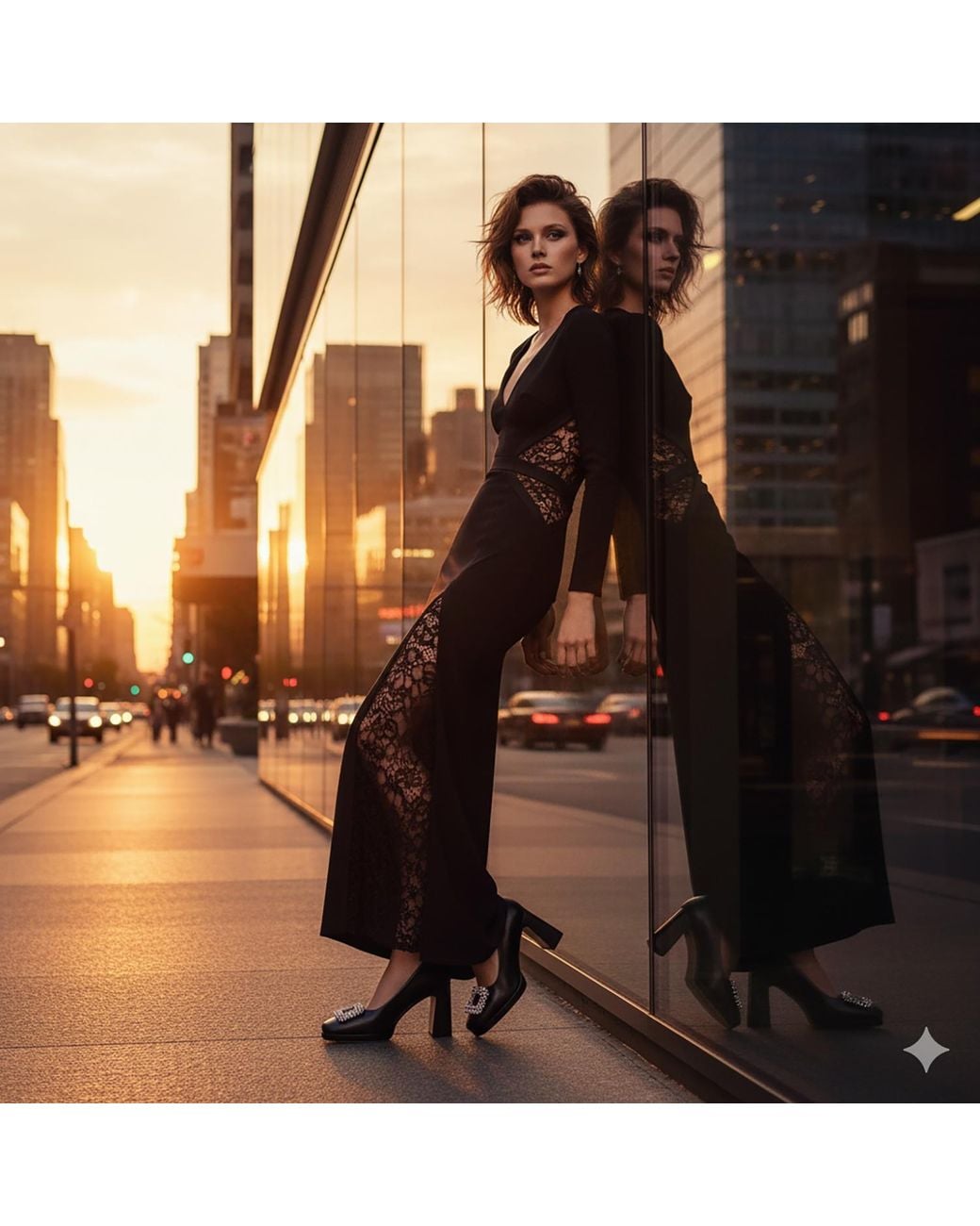 Beautiisoles by Robyn Shreiber Made in Italy Black Clementine Leather With Rhinestones Platform Evening Pump