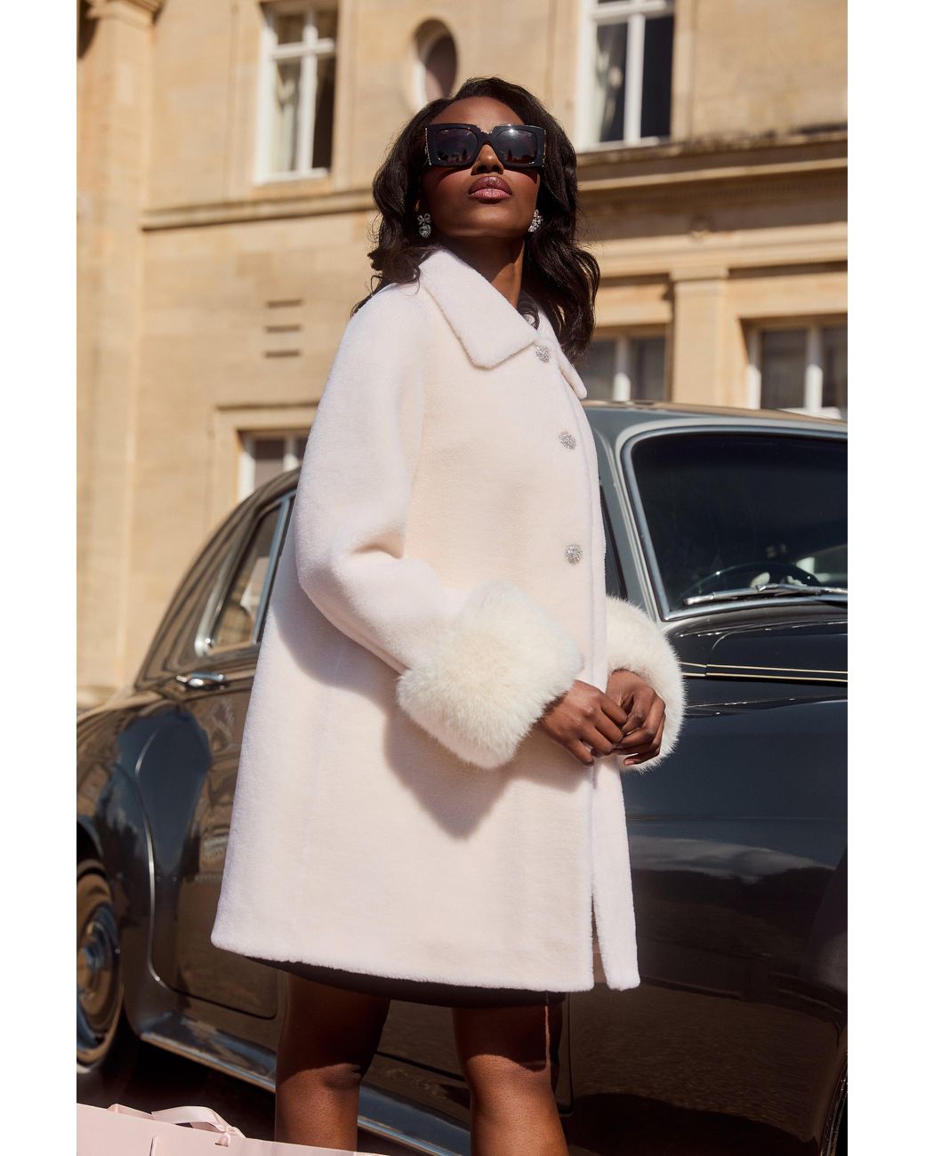 Santinni Natural Fairytale Wool Faux Fur Teddy Coat