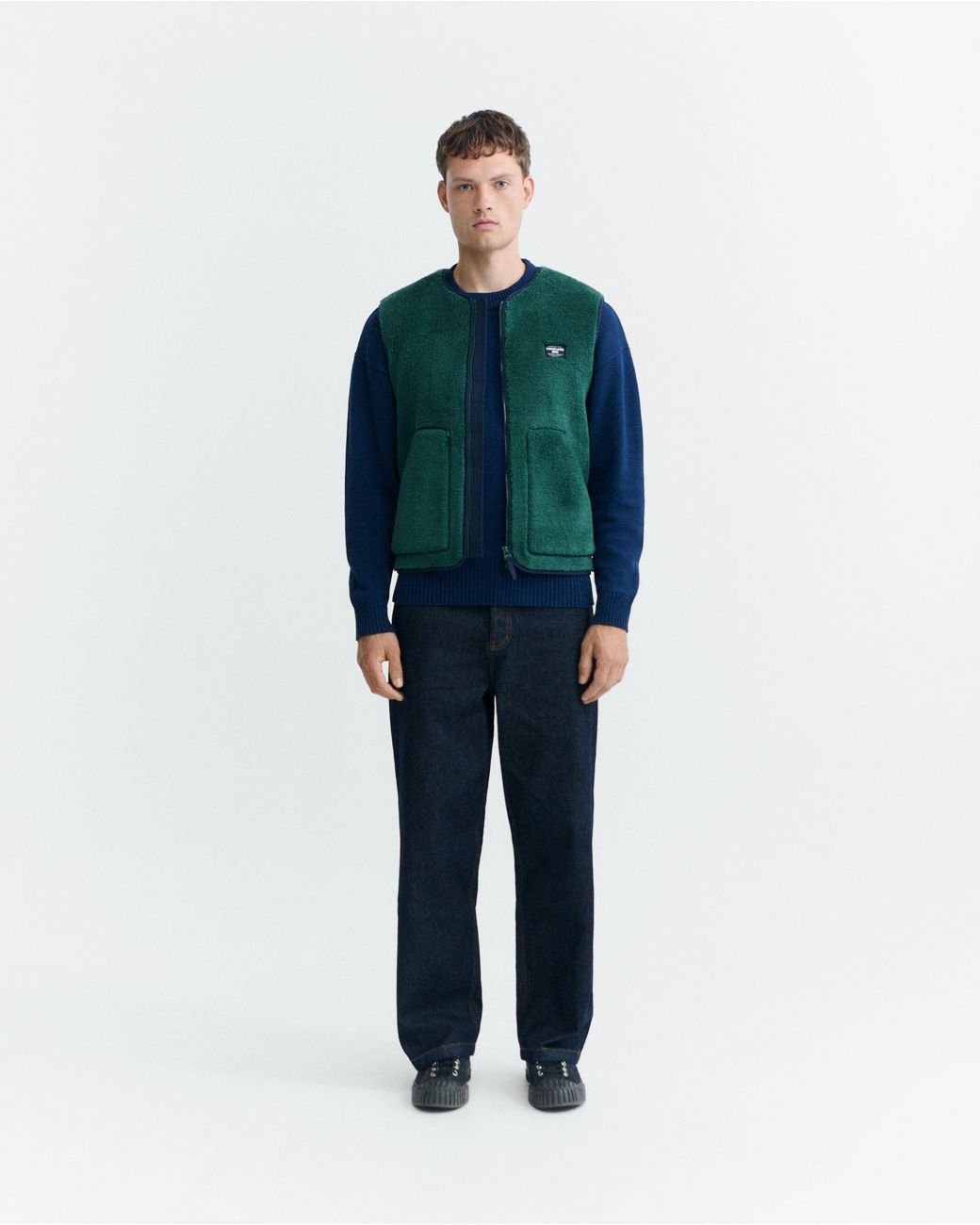 Thinking Mu Green Troy Shearling Vest for men