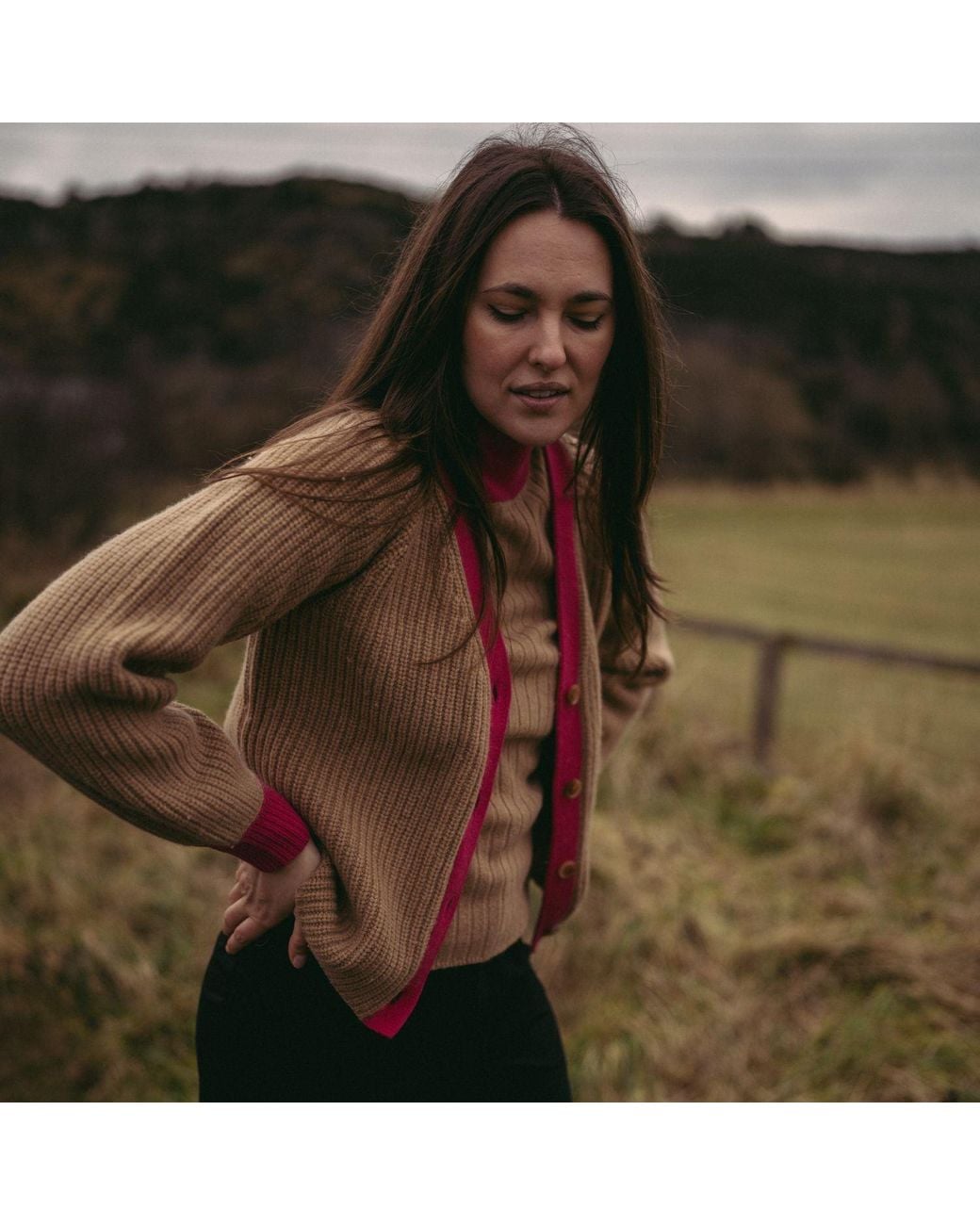 BEIRA Brown Astrid Merino And Cashmere ¾-Sleeve Luxury Knitwear Turtle Neck Top Camel