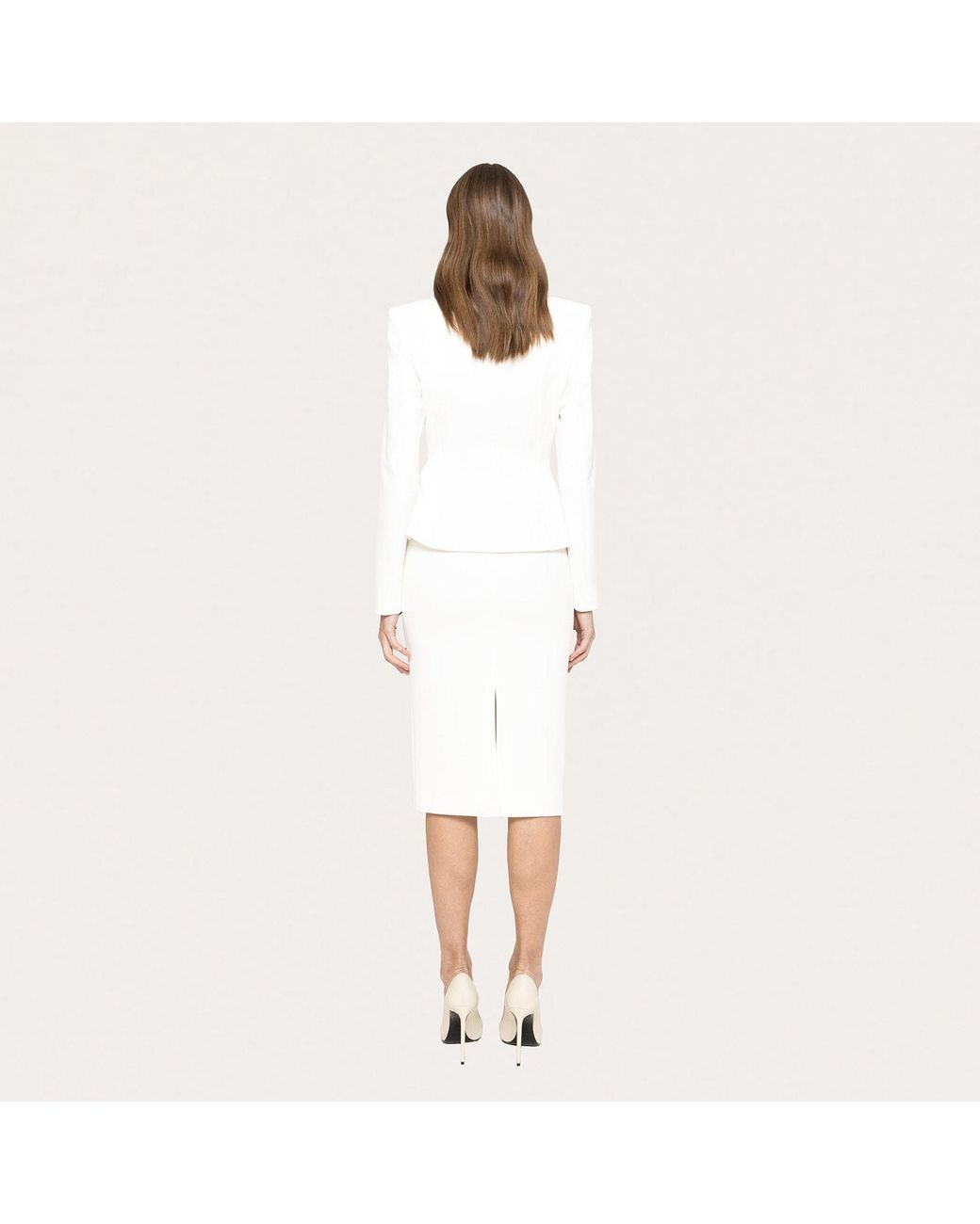 Nissa White Fitted Suit Jacket