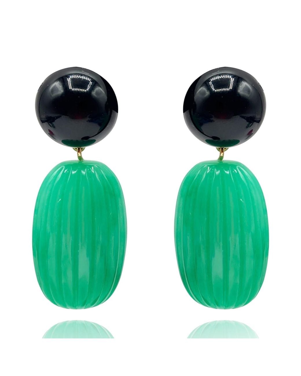 Michael Nash Jewelry Green Arabella Onyx And Jade Resin Pierced Earrings