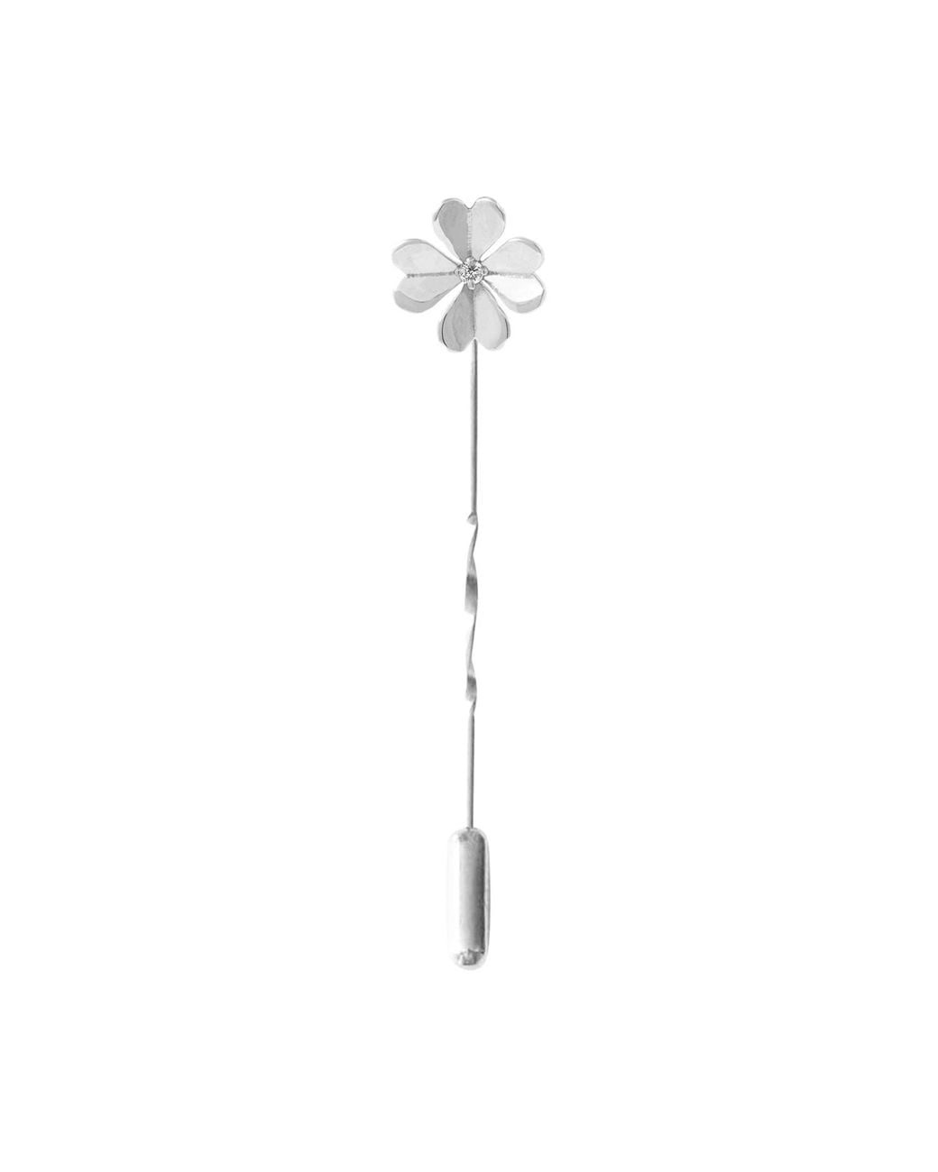 Lee Renee White Diamond Lucky Clover Tie Pin/ Twist Tie Pin– for men