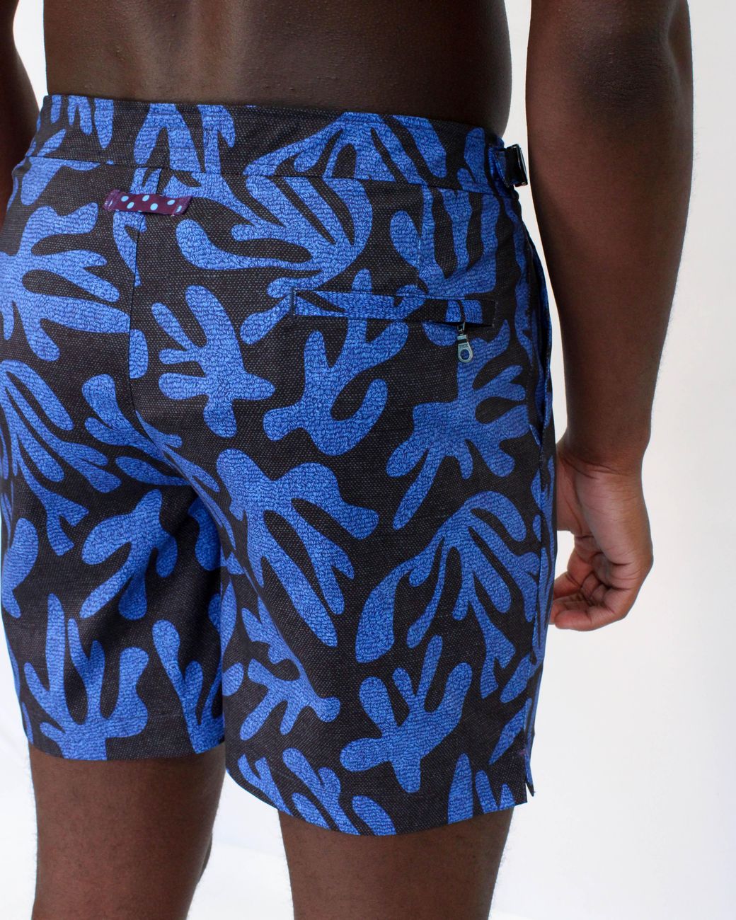 Lords of Harlech Blue Pool Loop Coral Canvas Swim Short for men