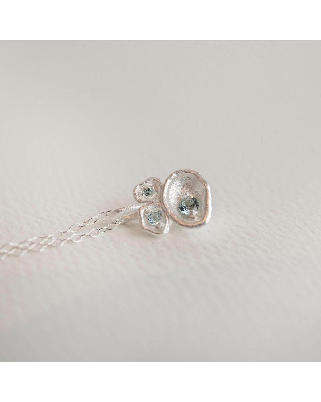 Claire Hill Designs Metallic Aquamarine & Lichen Pendant Necklace