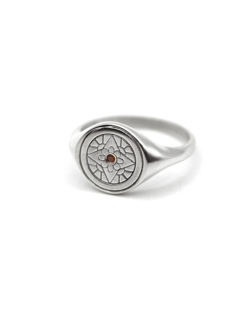 VicStoneNYC Fine Jewelry White Natural Diamond Elegant Flower Signet Ring