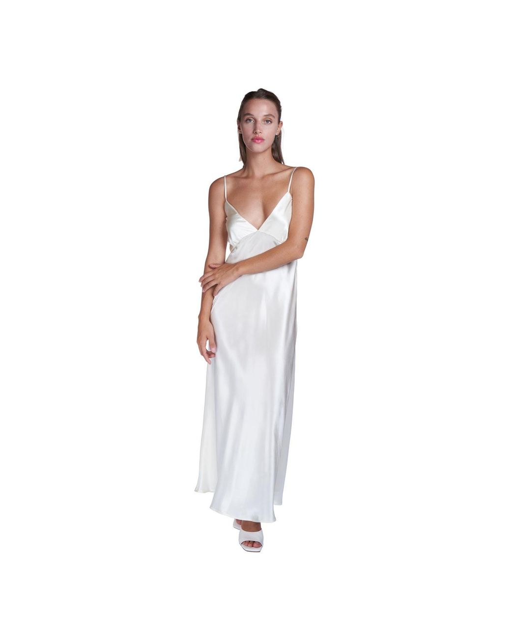 Sofia Tsereteli White Silk Satin Lingerie Slip