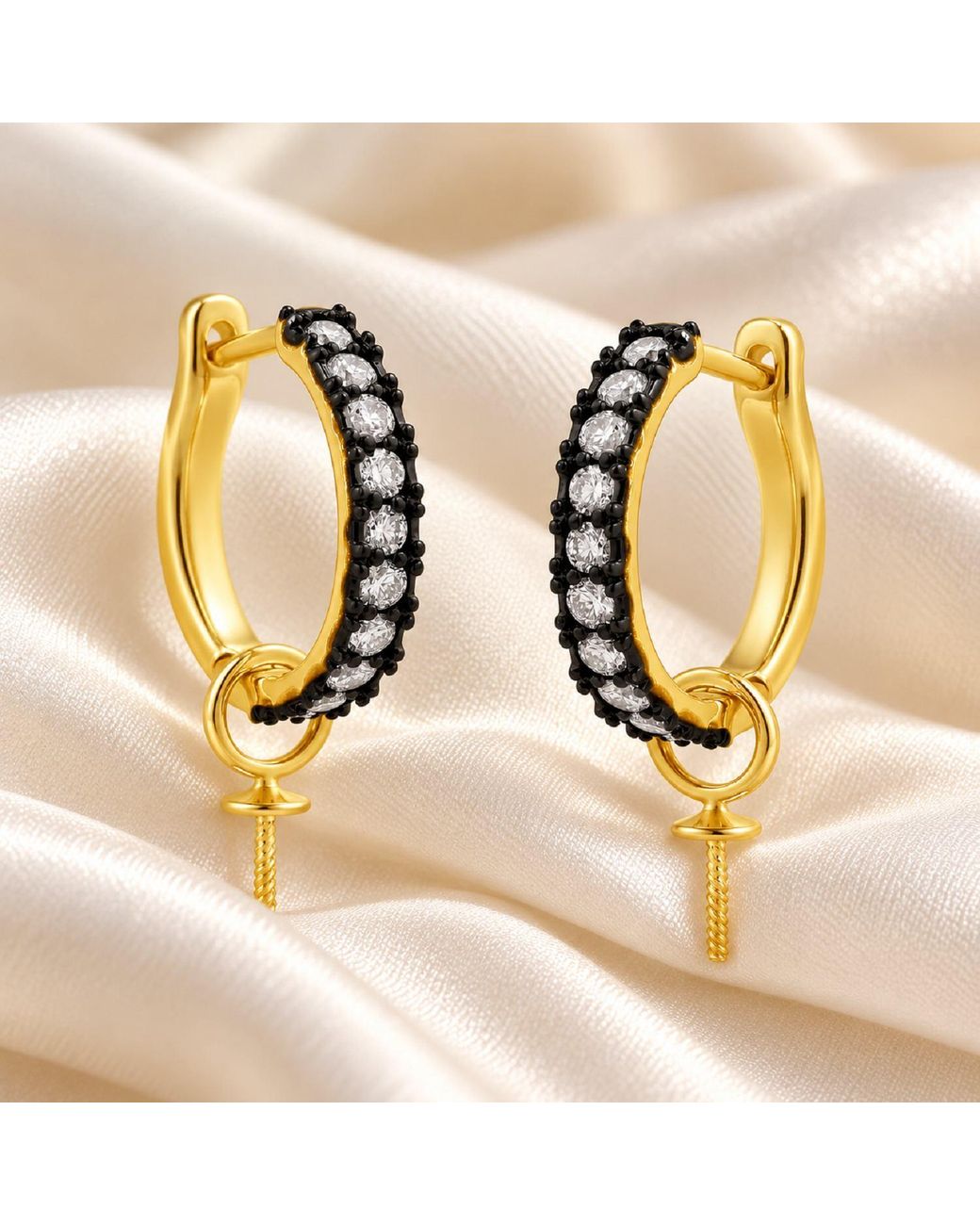 Artisan Metallic 14K Diamond Sword Charm Hoop Earrings
