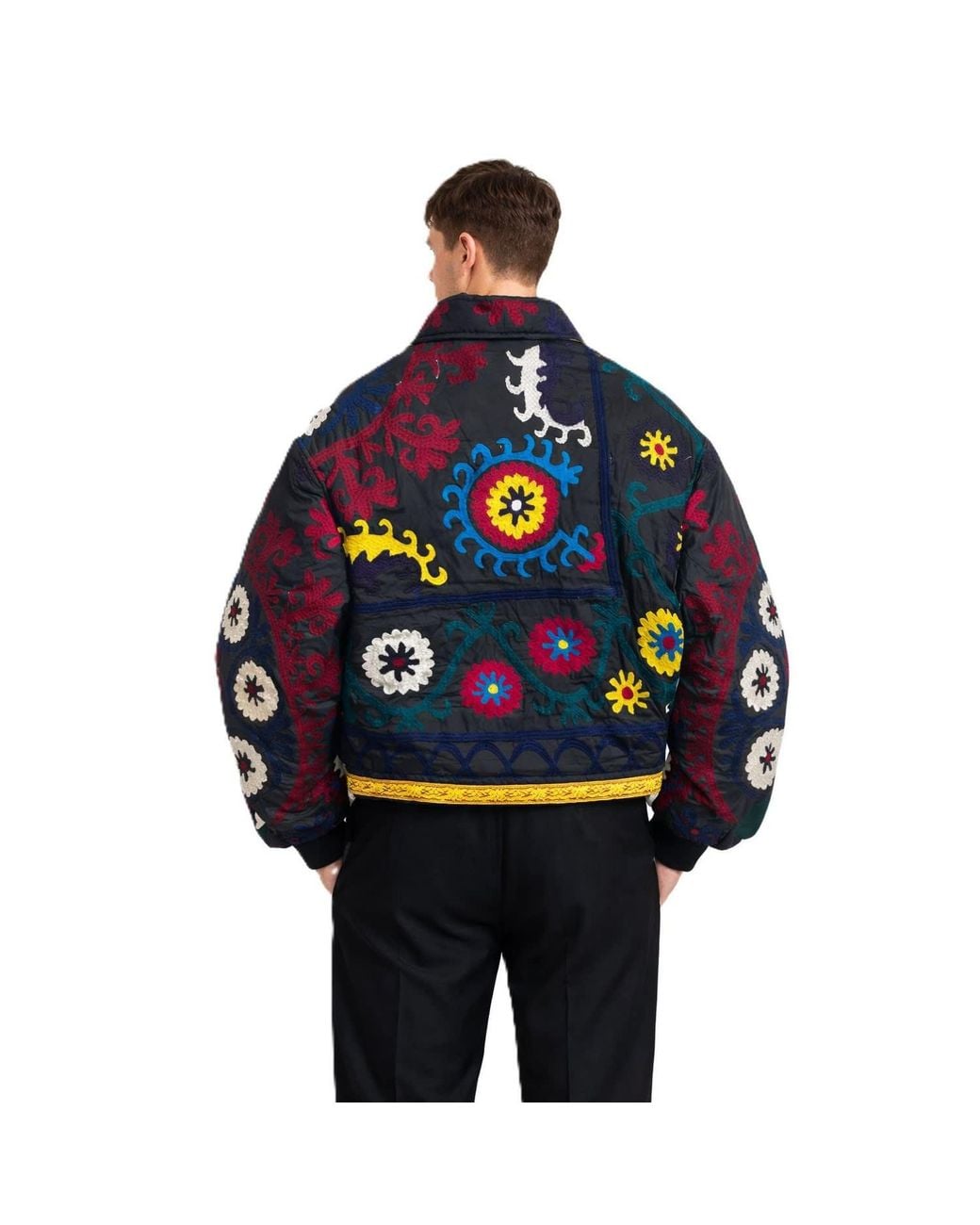 Zasta Studio Blue Unknown Tapestries Cotton & Silk Blend Bomber Jacket Medium B for men